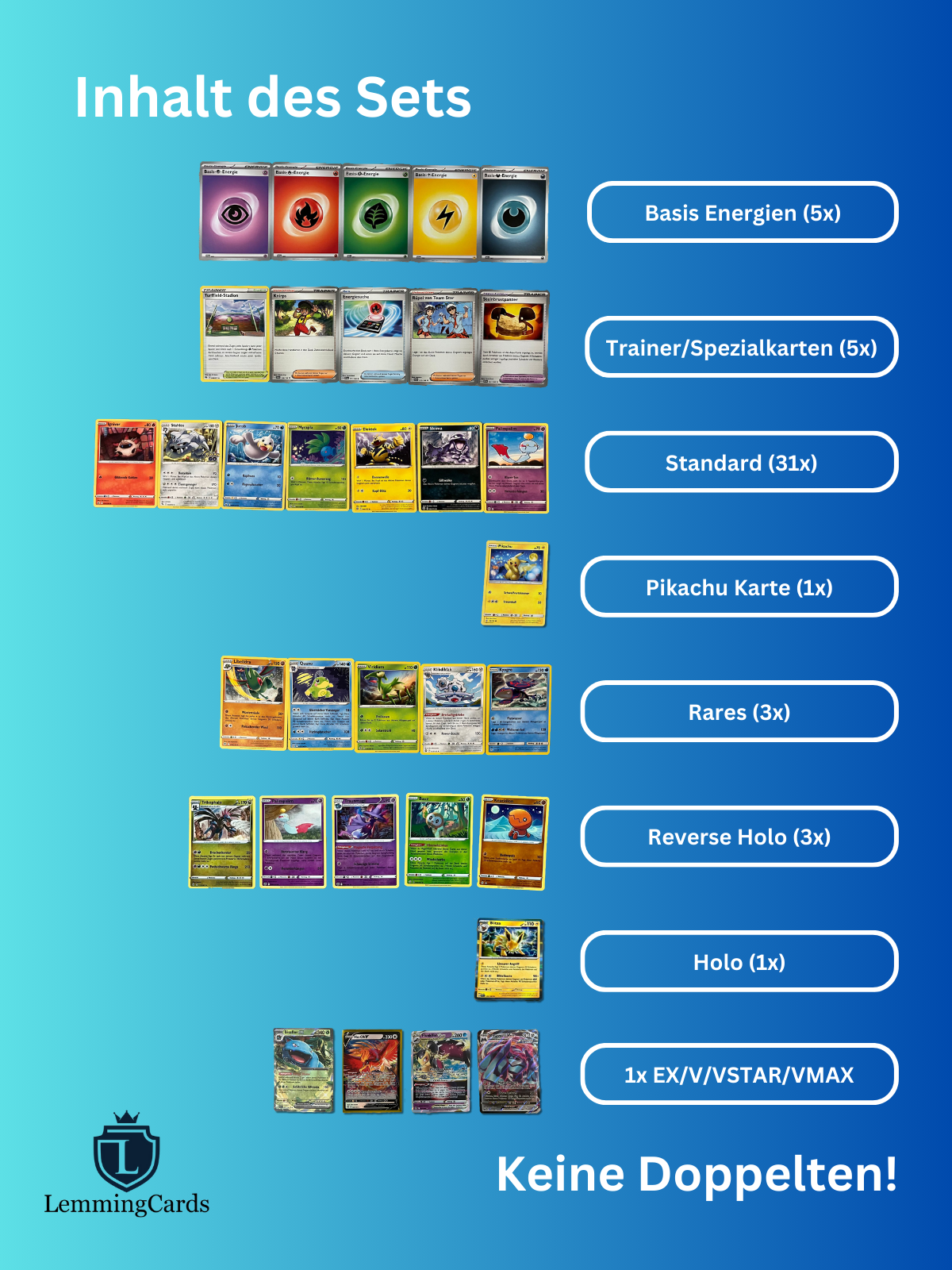 50 Pokemon Karten auf deutsch mit 1x V / Ex / VSTAR / VMAX garantiert