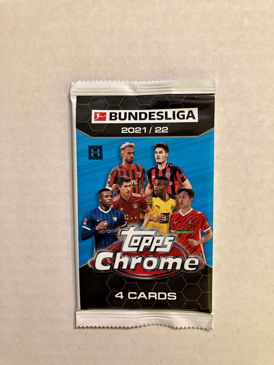 Topps Bundesliga Chrome Hobby 2021/2022 Booster Packung 4 Karten NEU&OVP